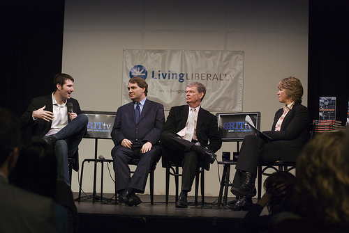 Eli Pariser, Michael Lux, Gara LaMarche and Laura Flanders during the discussion